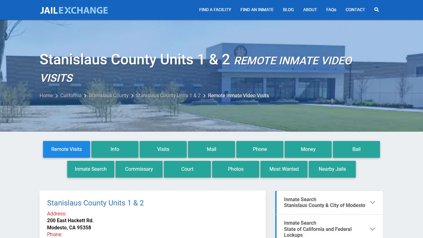 Video Visitation - Stanislaus County Units 1 & 2, CA - Jail Exchange